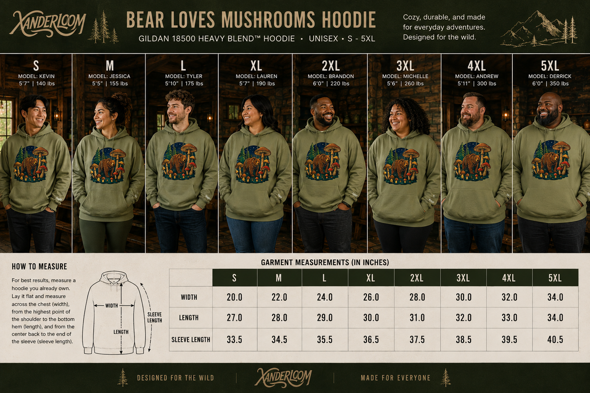 Bear loves Mushrooms Hoodie